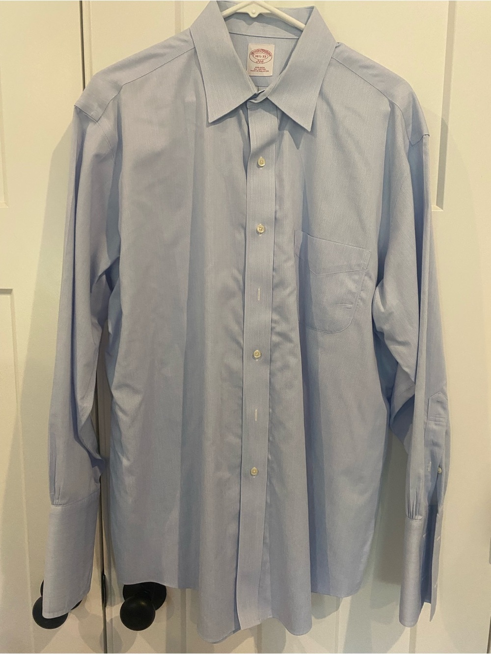 Brooks Brothers French Cuff Light Blue Men's Dress Shirt - Point Collar